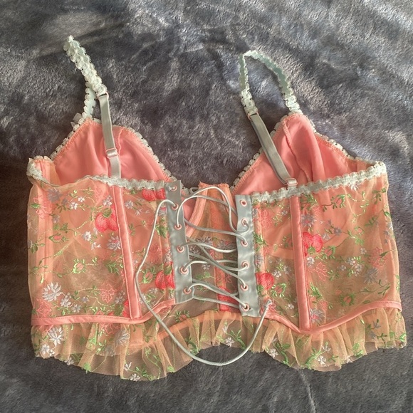For love and lemons Floral Lace Bralette in Pink and Blue size M - Picture 8 of 8
